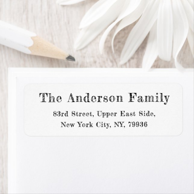 DIY Elegant Hand Drawn Script White Return Address (Insitu)
