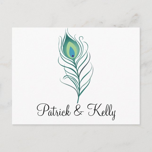 DIY Elegant Peacock Feather Postcard (Front)