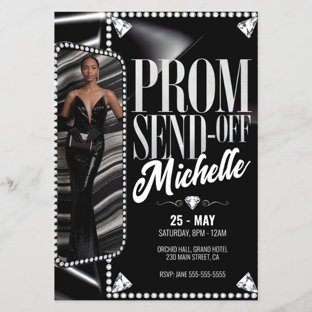 DIY Elegant Prom Send Off Photo Graduation Flyer (Front)
