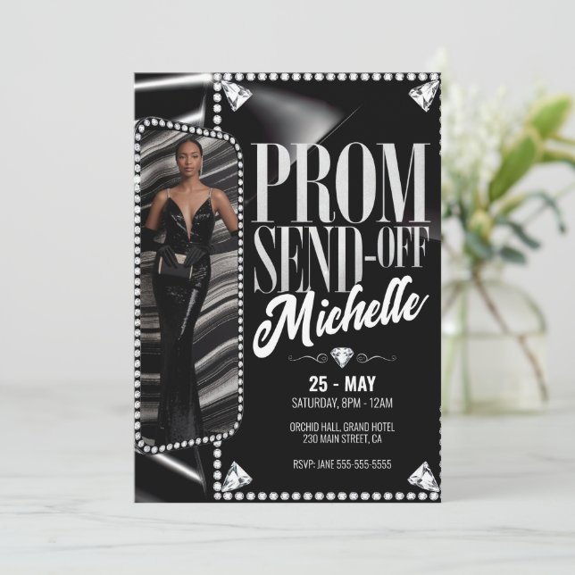 DIY Elegant Prom Send Off Photo Graduation Invitation (Standing Front)