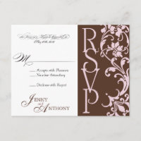 DIY Elegant Simple RSVP in Chocolate and Pink