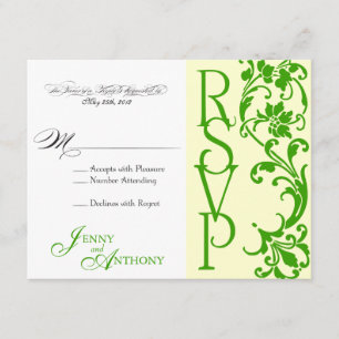 DIY Elegant Simple RSVP in Cream and Emerald Card
