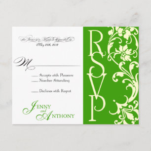 DIY Elegant Simple RSVP in Emerald and Cream Card