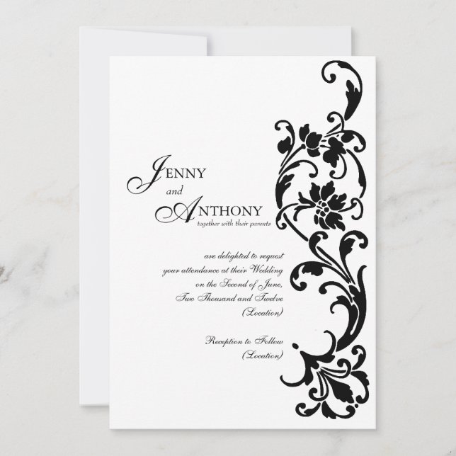 DIY Elegant Simplicity in Black and White Invitation (Front)