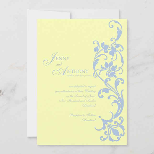 DIY Elegant Simplicity in Buttercream and Sky Blue Invitation (Front)