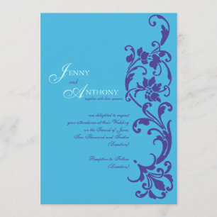 DIY Elegant Simplicity in Sky and Vintage Purple Invitation