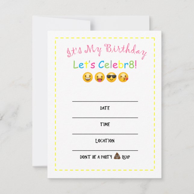 DIY Emoji Birthday Invitation (Front)
