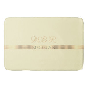 DIY Fancy Gold Monogram Name Gold Strip, Cream Bath Mat