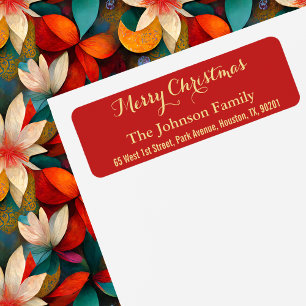 DIY Faux Gold Red Merry Christmas Return Address