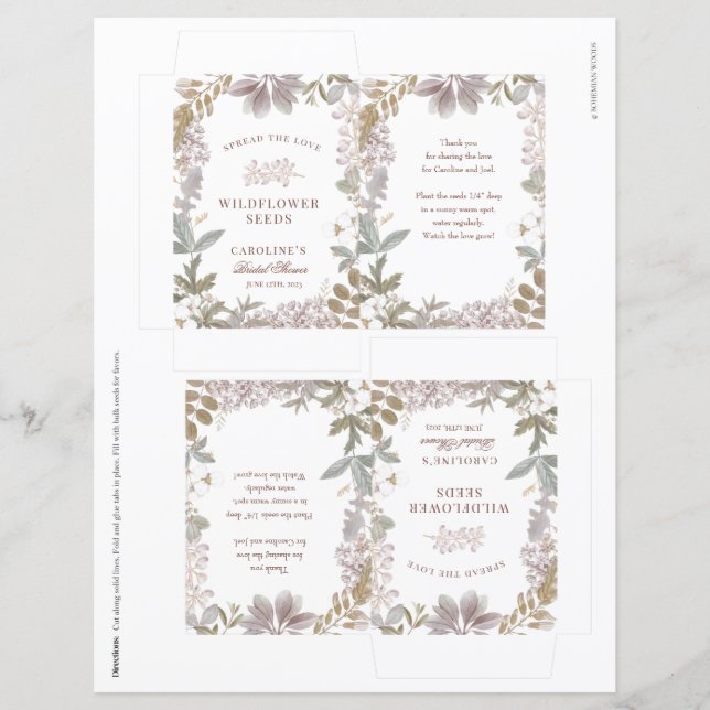 DIY Flower Seed Packets Bridal Shower Favour (Front)