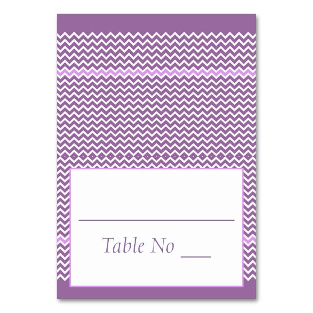 DIY Fold Tented Place Cards Chevron Purple (Front)