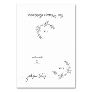 DIY Folded Floral Wreath Monogram Place Card