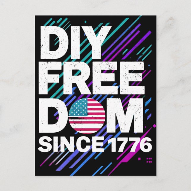 DIY Freedom Since 1776" Text-Based Design Postcard (Front)