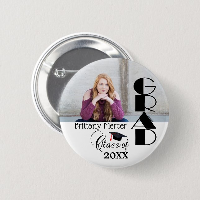 DIY Grad Photo Memories 6 Cm Round Badge (Front & Back)