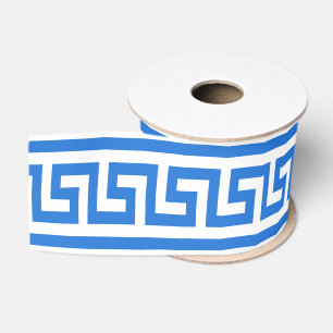 DIY Greek Key Meander Background Colour Blue Wht X Grosgrain Ribbon