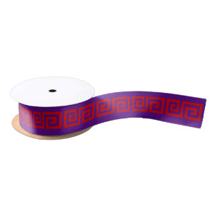 DIY Greek Key “S” & Background Colour Red Purple Satin Ribbon