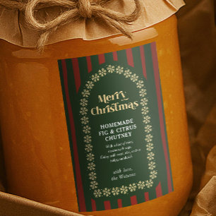 DIY Handmade Christmas Gift Red & Green Stripes Food Label