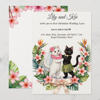 DIY Hawaiian Cat Wedding Invitation