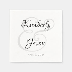 DIY His & Her Names, Script Lettering, Wedding Napkin
