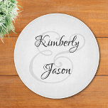 DIY His & Her Script Names, Black & Grey Cutting Board<br><div class="desc">His and her names in beautiful black and grey script lettering for an elegant design on white background. Click “Customise” to change colours and type styles.</div>