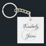 DIY His & Her Script Names, Black & Grey Key Ring<br><div class="desc">His and her names in beautiful black and grey script lettering for an elegant design on white background. Click “Customise” to change colours and type styles.</div>