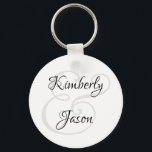 DIY His & Her Script Names, Black & Grey Silver Key Ring<br><div class="desc">His and her names in beautiful black and grey script lettering for an elegant design on white background. Click “Customise” to change colours and type styles.</div>