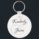 DIY His & Her Script Names, Black & Grey Silver Key Ring<br><div class="desc">His and her names in beautiful black and grey script lettering for an elegant design on white background. Click “Customise” to change colours and type styles.</div>
