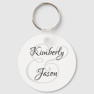 DIY His & Her Script Names, Black & Grey Silver Key Ring