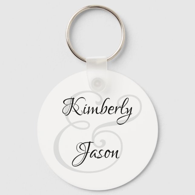 DIY His & Her Script Names, Black & Grey Silver Key Ring (Front)