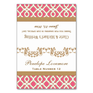 DIY Hot Pink Gold Moroccan Fold-Over Place Cards