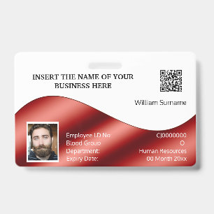 DIY ID card faux red white   photo logo Badge