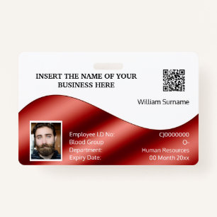 DIY ID card faux red white   photo logo ID Badge