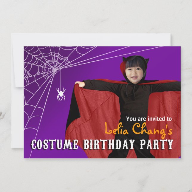 DIY Kids Halloween Costume Photo Birthday Party Invitation (Front)