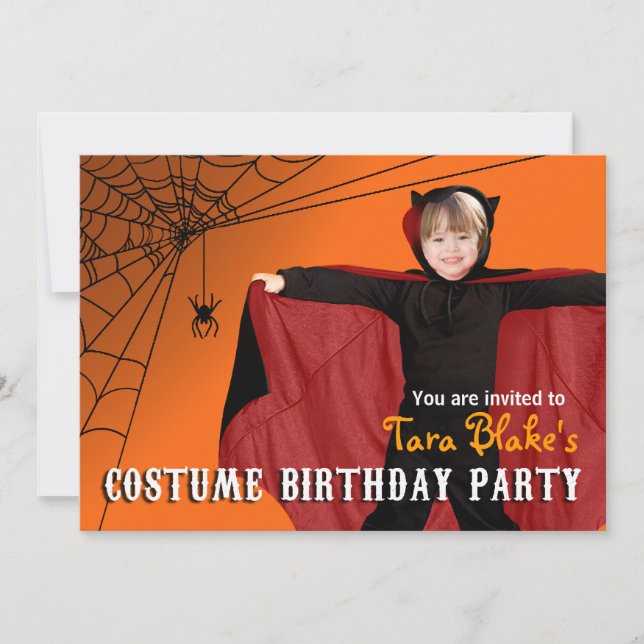 DIY Kids Halloween Costume Photo Birthday Party Invitation (Front)