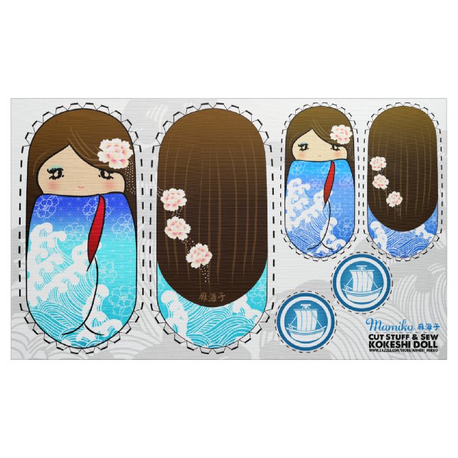 DIY Kokeshi plush doll - cut stuff and sew MAMIKO Fabric (Yard)