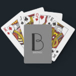 DIY Large Monogram & Name Black/White Text, Grey Playing Cards<br><div class="desc">Personalise this stylish and simple text design with your name in white and your large Monogram in Black on Grey background.</div>