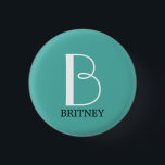 DIY Large Monogram & Name, White/Black Text, Teal<br><div class="desc">Personalise this stylish and simple text design with your name in black and your large Monogram in white on teal background.</div>