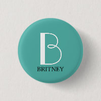 DIY Large Monogram & Name, White/Black Text, Teal
