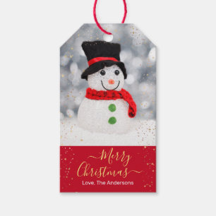 DIY Merry Christmas, Name, Little Snowman, Glitter Gift Tags