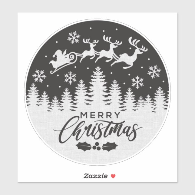 DIY Merry Christmas Santa Deer White Sticker (Sheet)