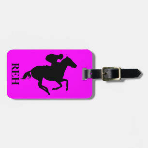 DIY Monogram Black Race Horse on Any Colour Luggage Tag