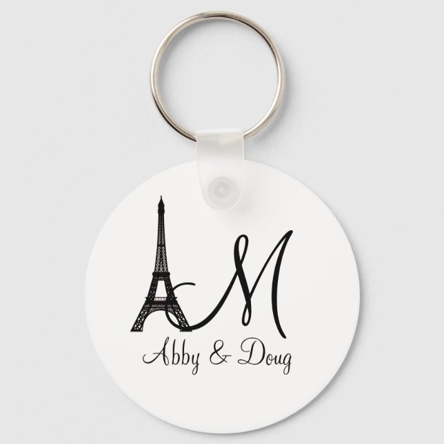 DIY Monogram Eiffel tower design Key Ring (Front)