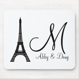 DIY Monogram Eiffel tower design Mouse Mat