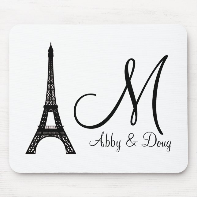 DIY Monogram Eiffel tower design Mouse Mat (Front)