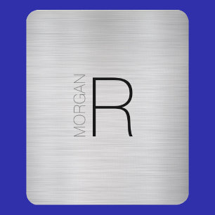 DIY Monogram Name, Black Grey, Brushed Silver, Vs4 Mouse Mat