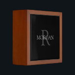 DIY Monogram & Name, Classic Black with Grey Text Desk Organiser<br><div class="desc">Personalise with your Monogram and Name In Grey Text. This simple Classic Black Design can also be used to promote your Company Name.</div>