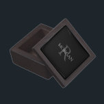 DIY Monogram & Name, Classic Black with Grey Text Gift Box<br><div class="desc">Personalise with your Monogram and Name In Grey Text. This simple Classic Design is sure to get attention.</div>
