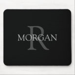 DIY Monogram & Name, Classic Black with Grey Text Mouse Mat<br><div class="desc">Personalise with your Monogram and Name In Grey Text. This simple Classic Black Design can also be used to promote your Company Name.</div>