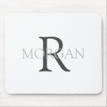 DIY Monogram & Name, Classic White with Grey Text Mouse Mat<br><div class="desc">Personalise with your Monogram and Name In Grey Text. This simple Classic Design can also be used to promote your Company Name.</div>