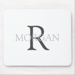 DIY Monogram & Name, Classic White with Grey Text Mouse Mat<br><div class="desc">Personalise with your Monogram and Name In Grey Text. This simple Classic Design can also be used to promote your Company Name.</div>